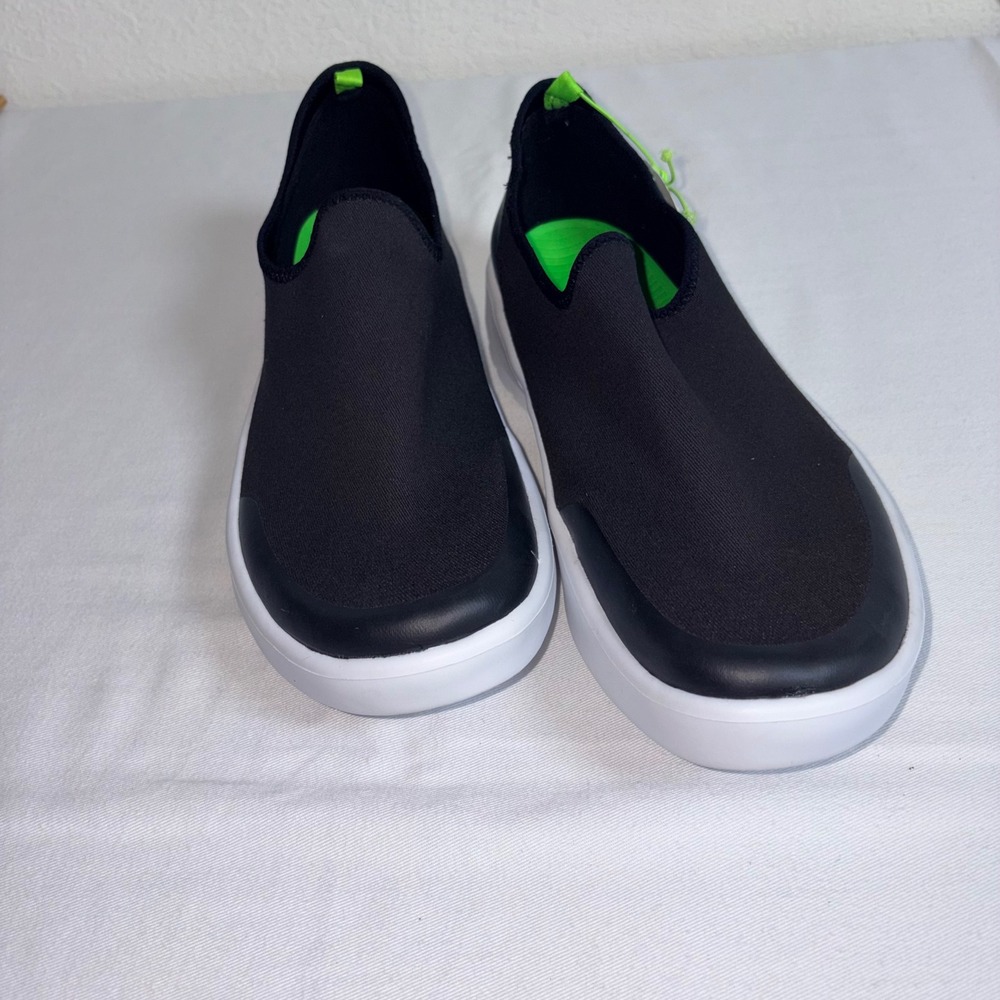 OOFOS OOmg Eezee Shoes 11 Black New Recovery Slip On 5072 Stretch Woven